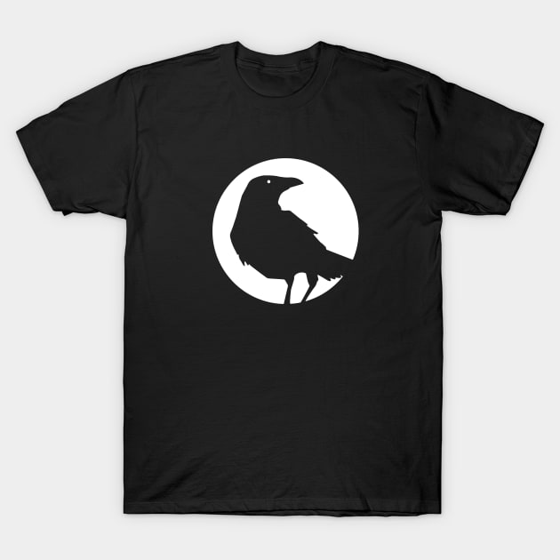 Moon crow - White T-Shirt by AlwaysBlack